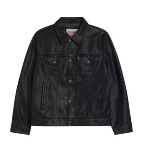 Levi's Black faux Leather Jacket Sleek Design